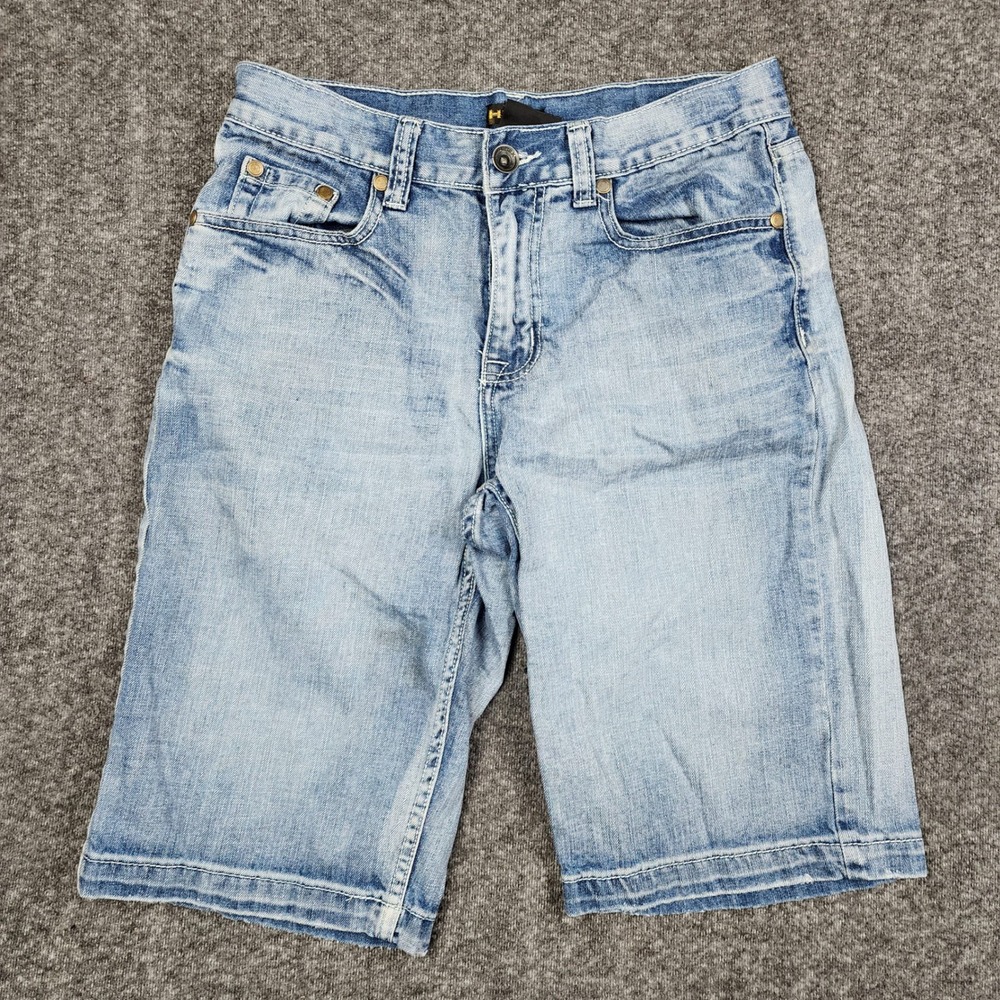 Helix Denim Shorts Mens 30 Light‎ Blue Distressed Embroidered Back Pocket Jorts